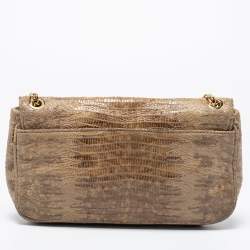 Pre Owned حقيبة كتف مايكل مايكل كورس هاميلتون جلد نقشة ثعبان أخضر زيتوني بقلاب