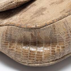 Pre Owned حقيبة كتف مايكل مايكل كورس هاميلتون جلد نقشة ثعبان أخضر زيتوني بقلاب