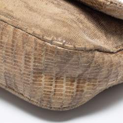 Pre Owned حقيبة كتف مايكل مايكل كورس هاميلتون جلد نقشة ثعبان أخضر زيتوني بقلاب