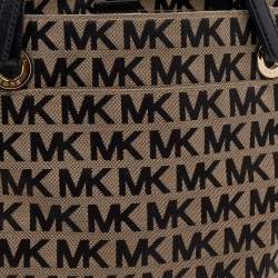 Pre Owned حقيبة يد توتس مايكل مايكل كورس جيت سيت جلد وكانفاس بيج/أسود بالشعار