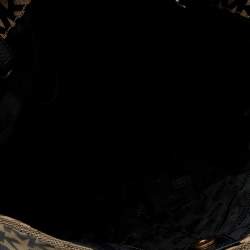 Pre Owned حقيبة يد توتس مايكل مايكل كورس جيت سيت جلد وكانفاس بيج/أسود بالشعار