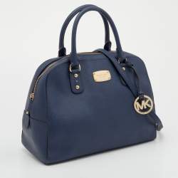 Pre Owned MICHAEL Michael Kors Navy Blue Saffiano Leather Cindy Dome Satchel