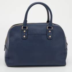 Pre Owned MICHAEL Michael Kors Navy Blue Saffiano Leather Cindy Dome Satchel