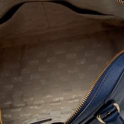 Pre Owned MICHAEL Michael Kors Navy Blue Saffiano Leather Cindy Dome Satchel