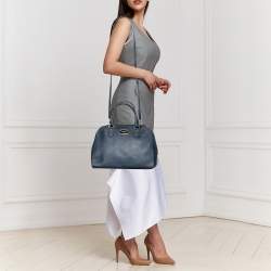 Pre Owned MICHAEL Michael Kors Navy Blue Saffiano Leather Cindy Dome Satchel