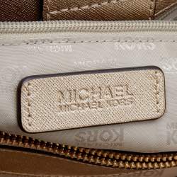 Pre Owned MICHAEL Michael Kors Metallic Gold Leather Portia Top Handle Bag