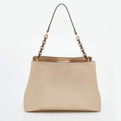 Pre Owned MICHAEL Michael Kors Metallic Gold Leather Portia Top Handle Bag