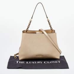 Pre Owned MICHAEL Michael Kors Metallic Gold Leather Portia Top Handle Bag
