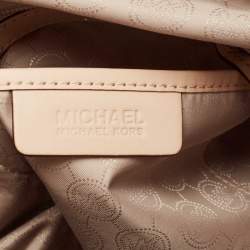 Pre Owned MICHAEL Michael Kors Beige/Ivory Signature Coated Canvas and Leather Grayson Boston Bag