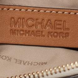 Pre Owned MICHAEL Michael Kors Vanilla/Tan Signature Coated Canvas and Leather Hayley Tote