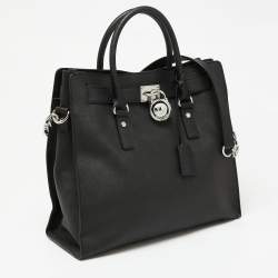 Pre Owned MICHAEL Michael Kors Black Leather Large Hamilton North South Tote