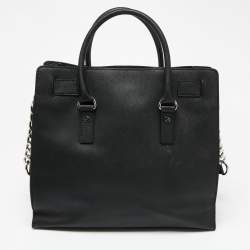 Pre Owned MICHAEL Michael Kors Black Leather Large Hamilton North South Tote