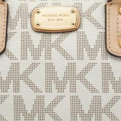 Pre Owned حقيبة ساتشل مايكل مايكل كورس كانفاس مقوى مونوغرامي أبيض