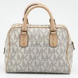 Pre Owned حقيبة ساتشل مايكل مايكل كورس كانفاس مقوى مونوغرامي أبيض