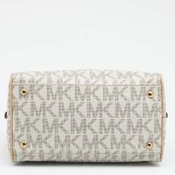 Pre Owned حقيبة ساتشل مايكل مايكل كورس كانفاس مقوى مونوغرامي أبيض