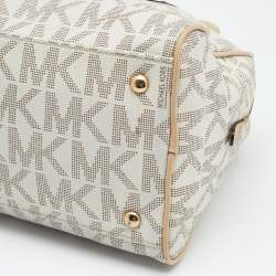 Pre Owned حقيبة ساتشل مايكل مايكل كورس كانفاس مقوى مونوغرامي أبيض