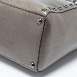 Pre Owned MICHAEL Michael Kors Gun Metal Leather Sandrine Tote