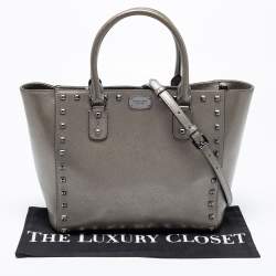 Pre Owned MICHAEL Michael Kors Gun Metal Leather Sandrine Tote