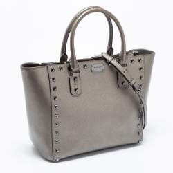 Pre Owned MICHAEL Michael Kors Gun Metal Leather Sandrine Tote