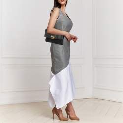 Pre Owned MICHAEL Michael Kors Black Python Embossed Leather Turnlock Shoulder Bag