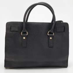 Pre Owned MICHAEL Michael Kors Black Leather Large East West Hamilton Tote