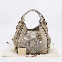 Pre Owned حقيبة هوبو مايكل مايكل كورس بيدفورد سويدي وجلد نقشة الثعبان بيج