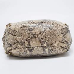 Pre Owned حقيبة هوبو مايكل مايكل كورس بيدفورد سويدي وجلد نقشة الثعبان بيج