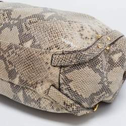 Pre Owned حقيبة هوبو مايكل مايكل كورس بيدفورد سويدي وجلد نقشة الثعبان بيج