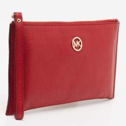 MICHAEL Michael Kors Red Leather Wristlet Clutch