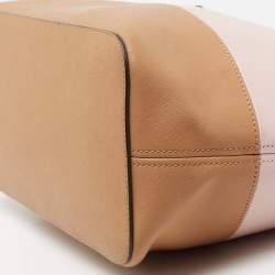 Pre Owned حقيبة يد توتس مايكل مايكل كورس جيت سيت ترافيل جلد سافيانو بني/وردي متوسطة