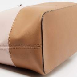 Pre Owned حقيبة يد توتس مايكل مايكل كورس جيت سيت ترافيل جلد سافيانو بني/وردي متوسطة