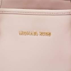 Pre Owned حقيبة يد توتس مايكل مايكل كورس جيت سيت ترافيل جلد سافيانو بني/وردي متوسطة