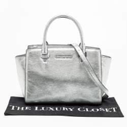 Pre Owned حقيبة يد توتس مايكل مايكل كورس سيلما جلد فضي ميتاليك متوسطة