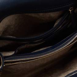 Pre Owned MICHAEL Michael Kors Navy Blue Leather Portia Top Handle Bag