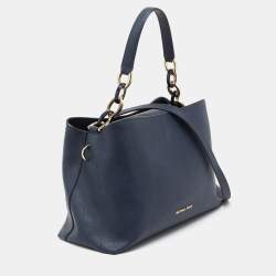 Pre Owned MICHAEL Michael Kors Navy Blue Leather Portia Top Handle Bag