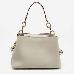 Pre Owned MICHAEL Michael Kors Taupe Leather Small Portia Top Handle Bag