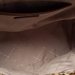 Pre Owned حقيبة يد توتس مايكل كورس كمبتون جلد وكانفاس بيج / بني بالشعار