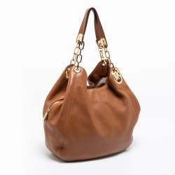 مملوكة مسبقًا حقيبة هوبو مايكل مايكل كورس فولتون جلد بني فاتح