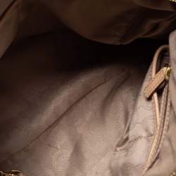 Pre Owned MICHAEL Michael Kors Brown/Beige Signature Coated Canvas and Leather Grayson Boston Bag