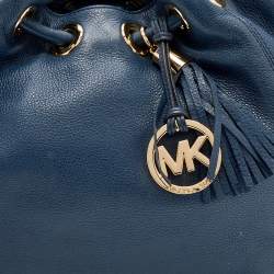 Pre Owned MICHAEL Michael Kors Blue Leather Ring Tassel Tote 