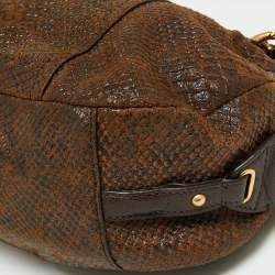 مملوكة مسبقًا MICHAEL Michael Kors Brown Python Embossed Leather Satchel