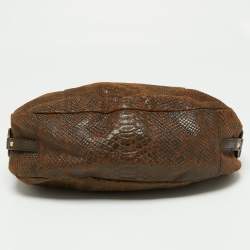 مملوكة مسبقًا MICHAEL Michael Kors Brown Python Embossed Leather Satchel