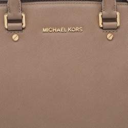 Pre Owned MICHAEL Michael Kors Tortilla Brown Saffiano Leather Large Selma Tote