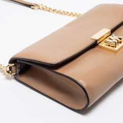 Pre Owned MICHAEL Michael Kors Beige Leather Mindy Crossbody Bag