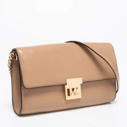 Pre Owned MICHAEL Michael Kors Beige Leather Mindy Crossbody Bag