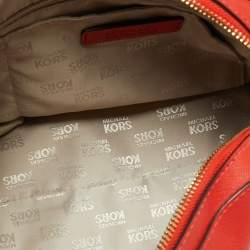 Pre Owned MICHAEL Michael Kors Red Saffiano Leather Dome Satchel