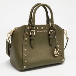 Pre Owned حقيبة ساتشل مايكل مايكل كورس كيارا جلد أخضر زيتوني مرصعة 