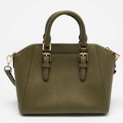 Pre Owned حقيبة ساتشل مايكل ما يكل كورس كيارا جلد أخضر زيتوني مرصعة 