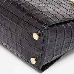 Pre Owned MICHAEL Michael Kors Black Croc Embossed Leather Ellis Satchel