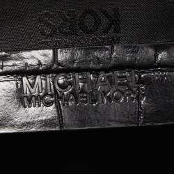 Pre Owned MICHAEL Michael Kors Black Croc Embossed Leather Ellis Satchel